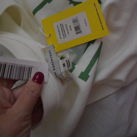 NWT $168 Sz M Kerri Rosenthal White Ex Boyfriend New Love Sweatshirt - Picture 5 of 6